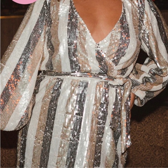 NEW Show Me Your Mumu Wear Me Out Dress Champagne Beaded Sequin Size XL - Picture 4 of 6